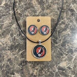 Grateful Dead Earrings and Necklace Gift Set New